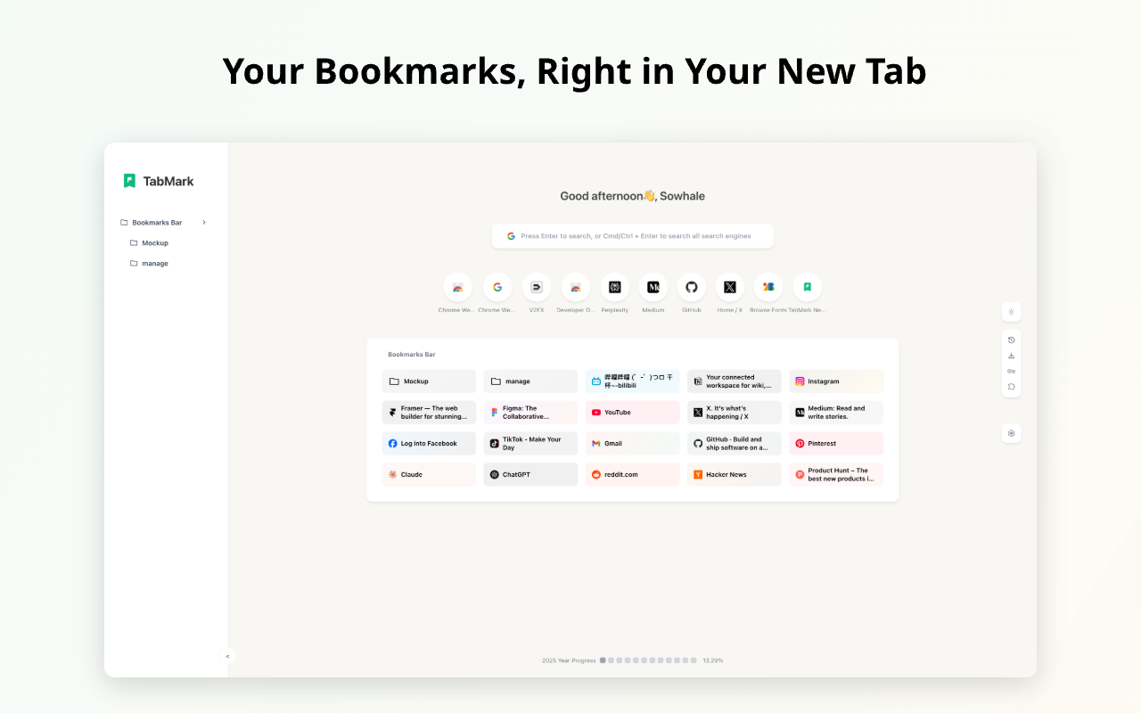TabMark-Bookmark New Tab chrome谷歌浏览器插件_扩展第5张截图
