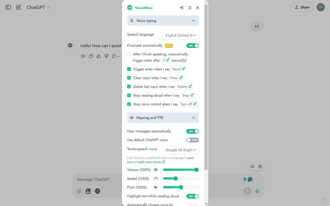 Voice Mode for AI Chatbots: Talk to ChatGPT, DeepSeek & More chrome谷歌浏览器插件_扩展第1张截图