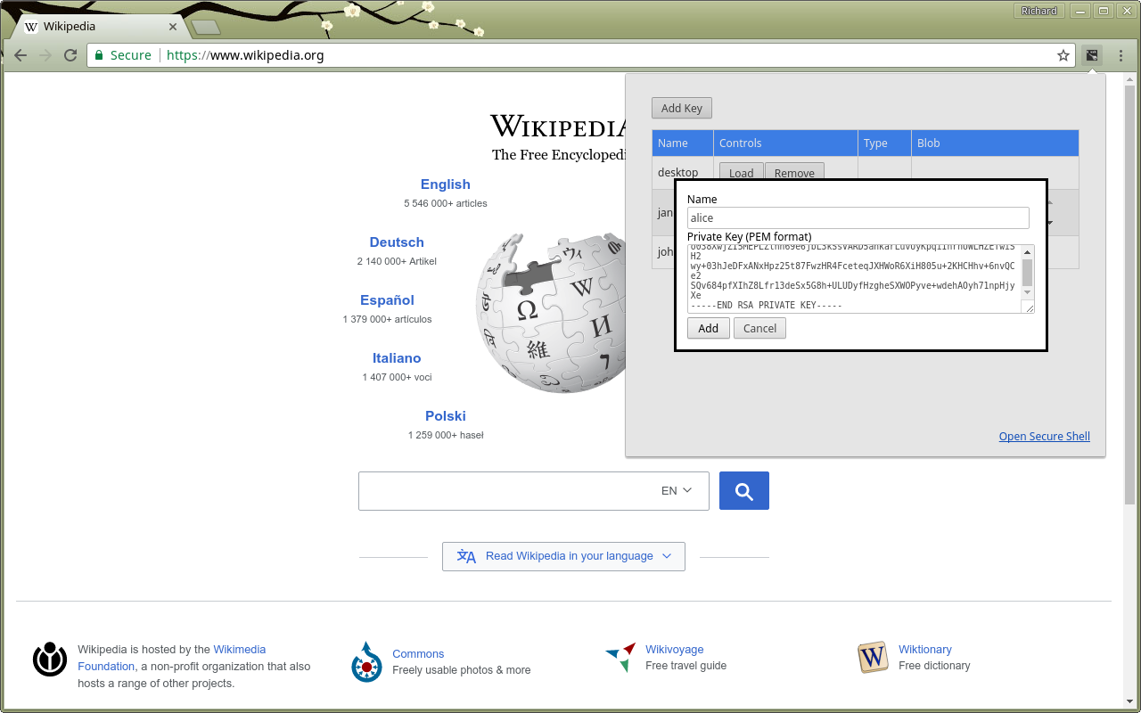SSH Agent for Google Chrome™ (BETA) chrome谷歌浏览器插件_扩展第2张截图