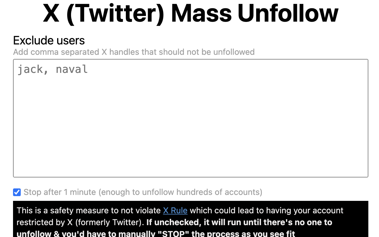 X (Twitter) Mass Unfollow chrome谷歌浏览器插件_扩展第3张截图