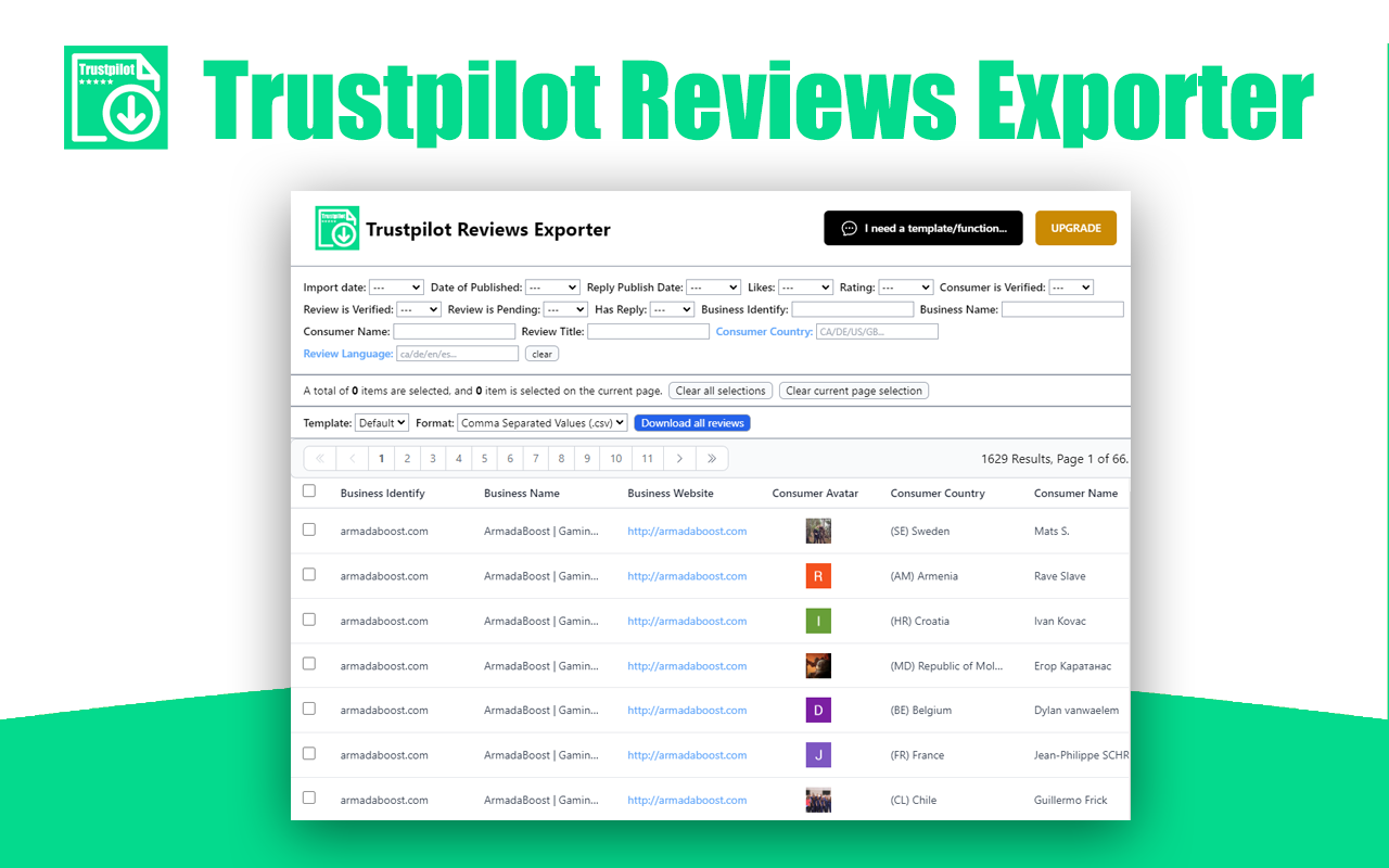 Trustpilot Reviews Exporter chrome谷歌浏览器插件_扩展第1张截图