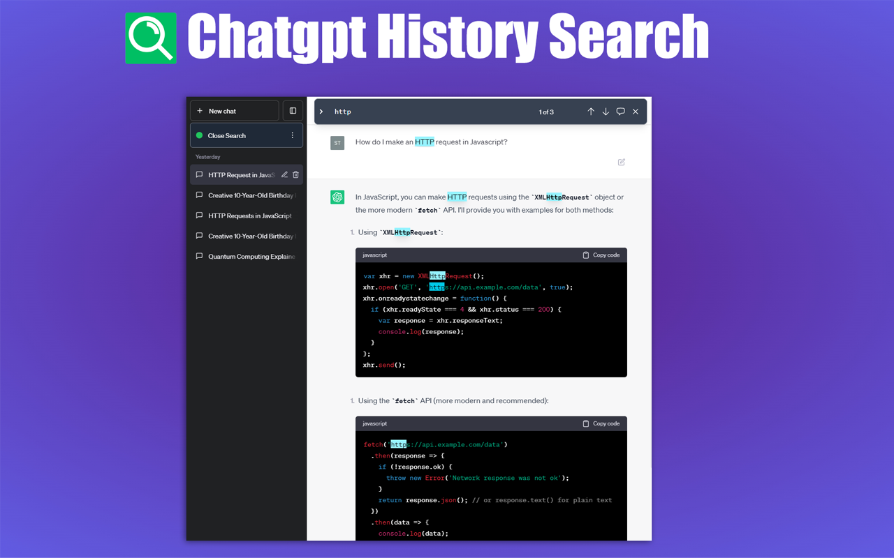 Chatgpt 历史搜索 chrome谷歌浏览器插件_扩展第1张截图