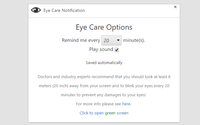 Eye Care Notification chrome谷歌浏览器插件_扩展第2张截图
