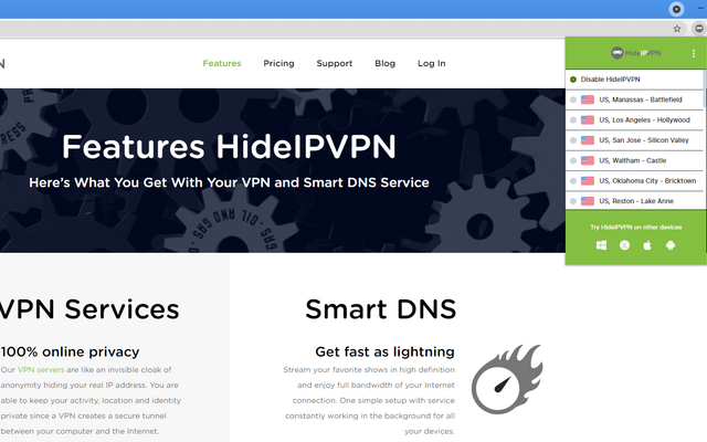 HideIP -  and Smart DNS services chrome谷歌浏览器插件_扩展第2张截图