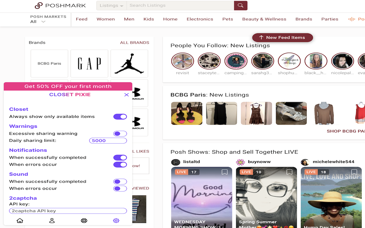 Closet Pixie | Your Poshmark Bot chrome谷歌浏览器插件_扩展第1张截图