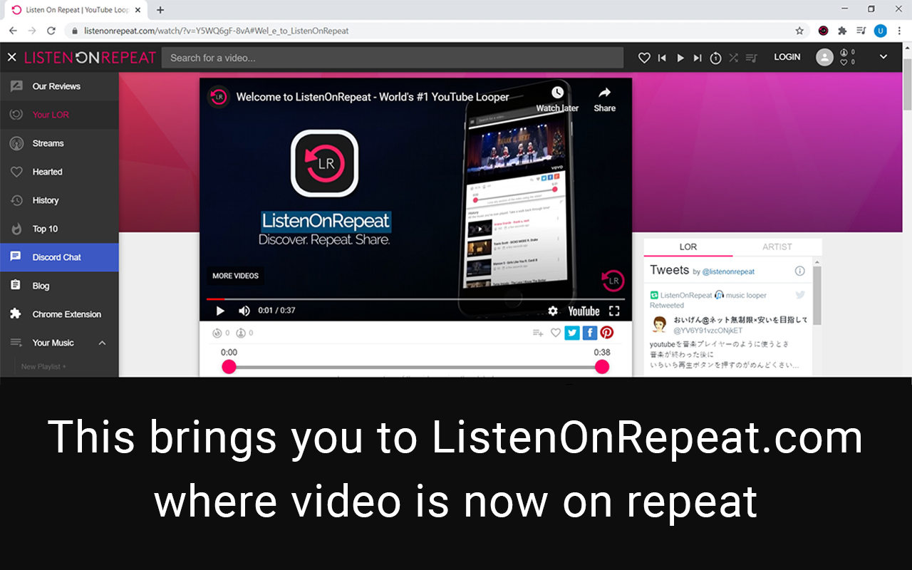 Listen On Repeat YouTube Looper chrome谷歌浏览器插件_扩展第1张截图