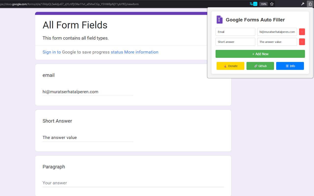 Google Forms Auto Filler chrome谷歌浏览器插件_扩展第1张截图