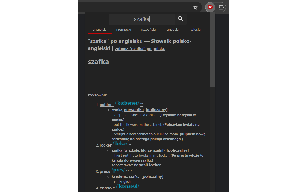 Diki słownik chrome谷歌浏览器插件_扩展第6张截图