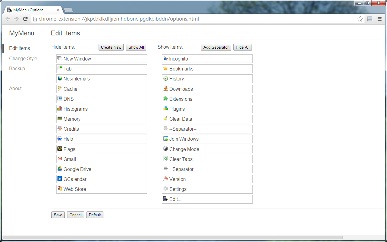 MyMenu chrome谷歌浏览器插件_扩展第5张截图