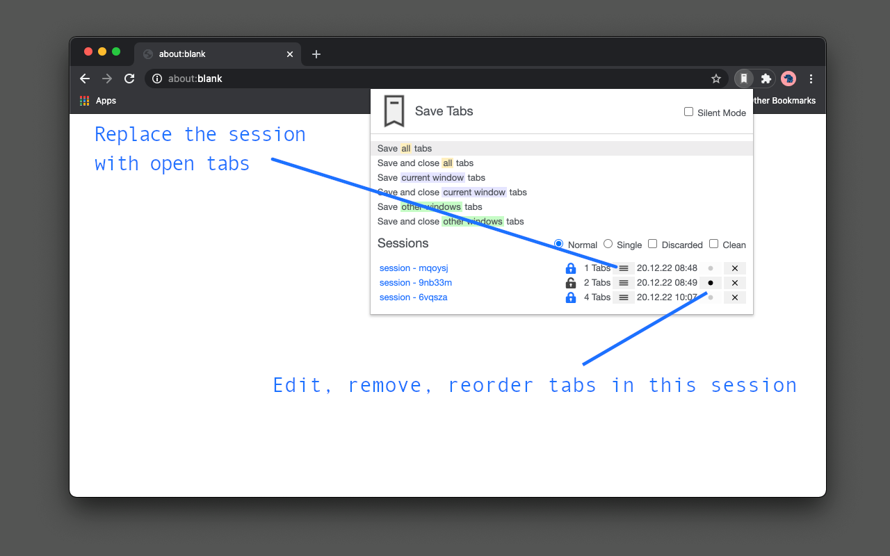 Save Tabs - Browser Session Manager chrome谷歌浏览器插件_扩展第2张截图