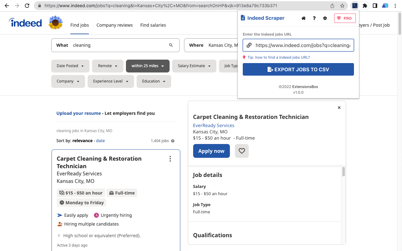 Indeed Scraper chrome谷歌浏览器插件_扩展第1张截图