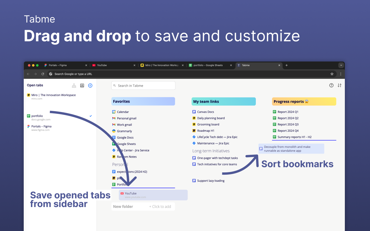 Tabme — Organize Tabs and Bookmarks chrome谷歌浏览器插件_扩展第2张截图