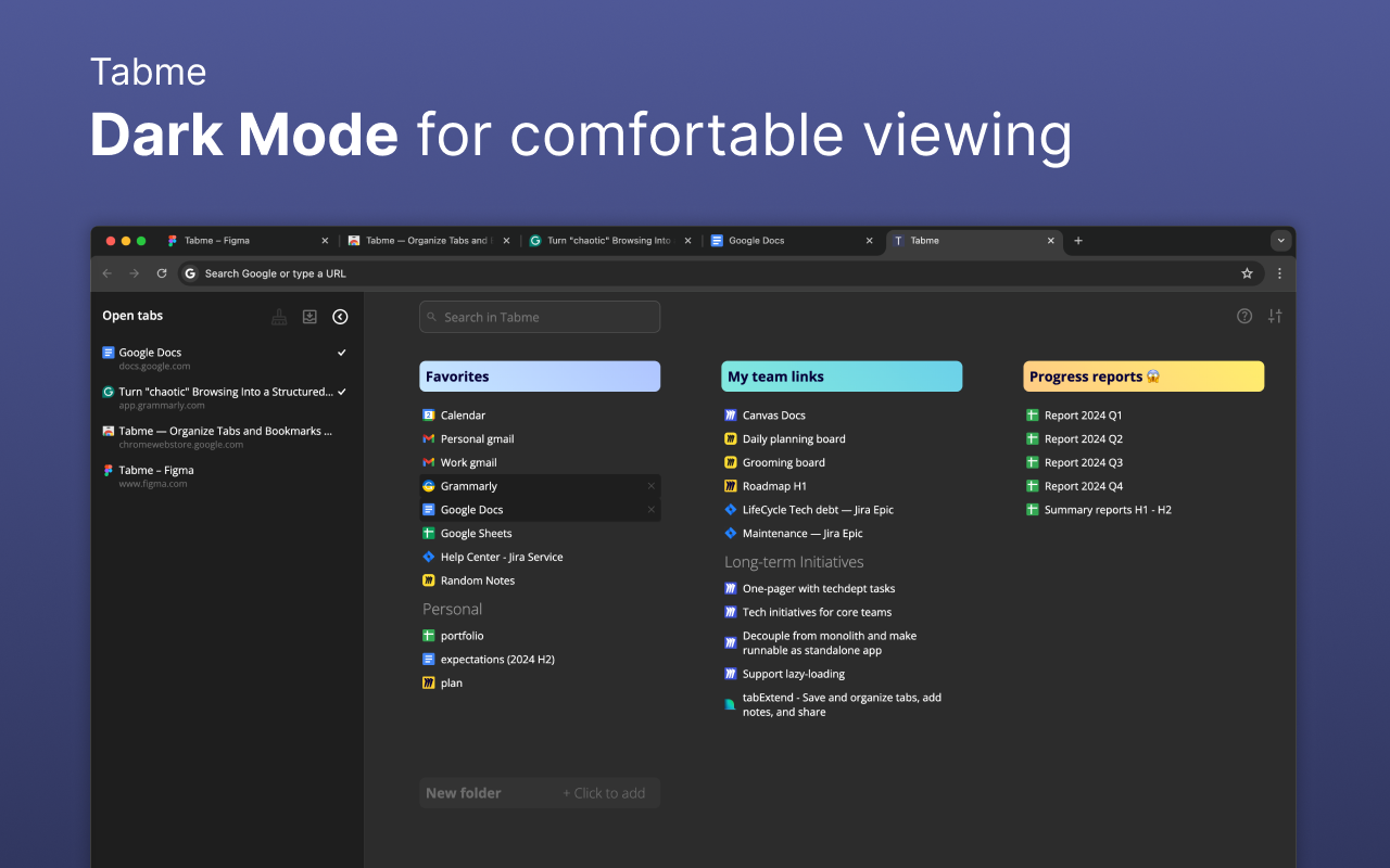 Tabme — Organize Tabs and Bookmarks chrome谷歌浏览器插件_扩展第4张截图