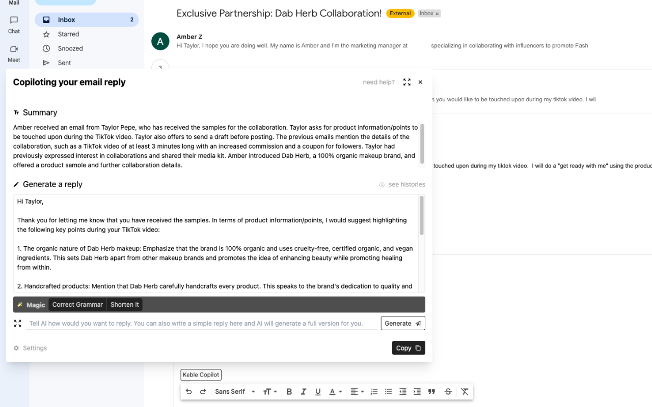 Keble | Email Assistant chrome谷歌浏览器插件_扩展第1张截图