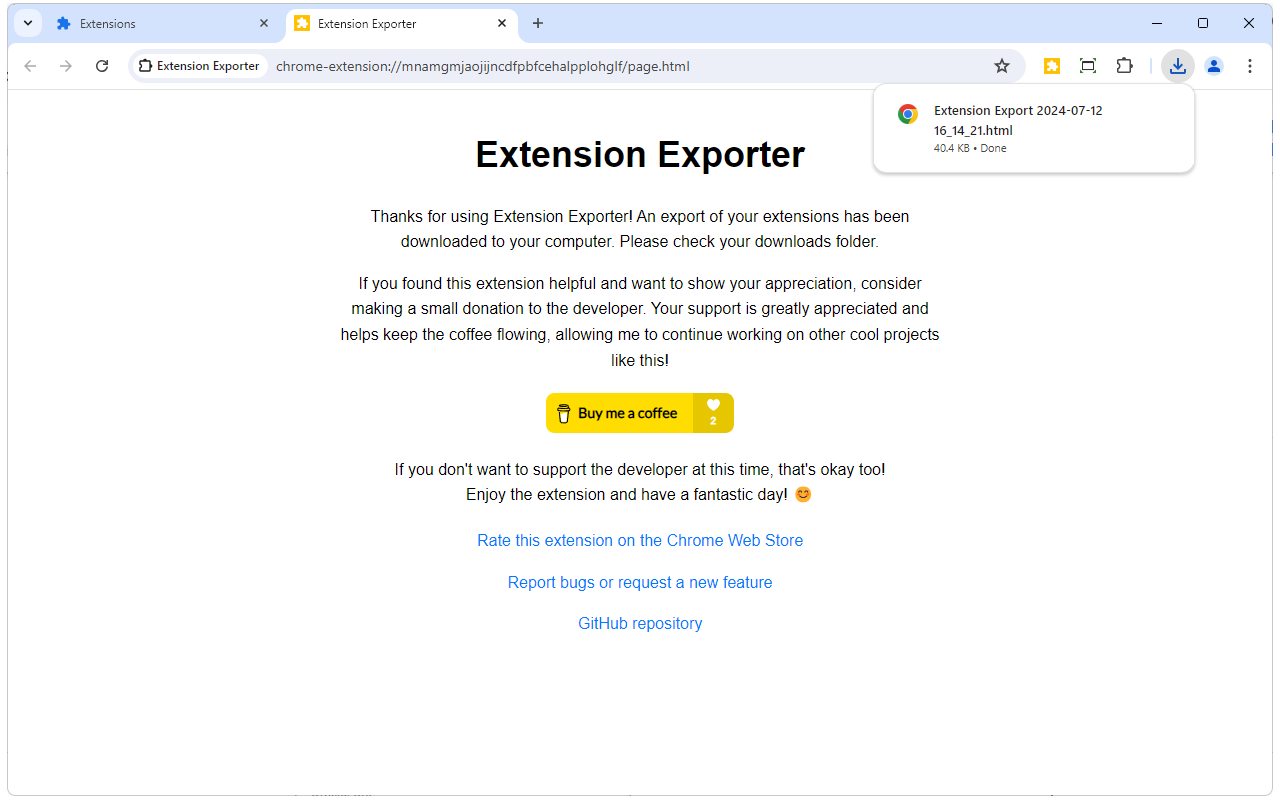 Extension Exporter chrome谷歌浏览器插件_扩展第1张截图