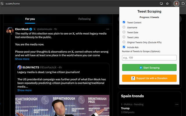 Tweet Scraper chrome谷歌浏览器插件_扩展第1张截图