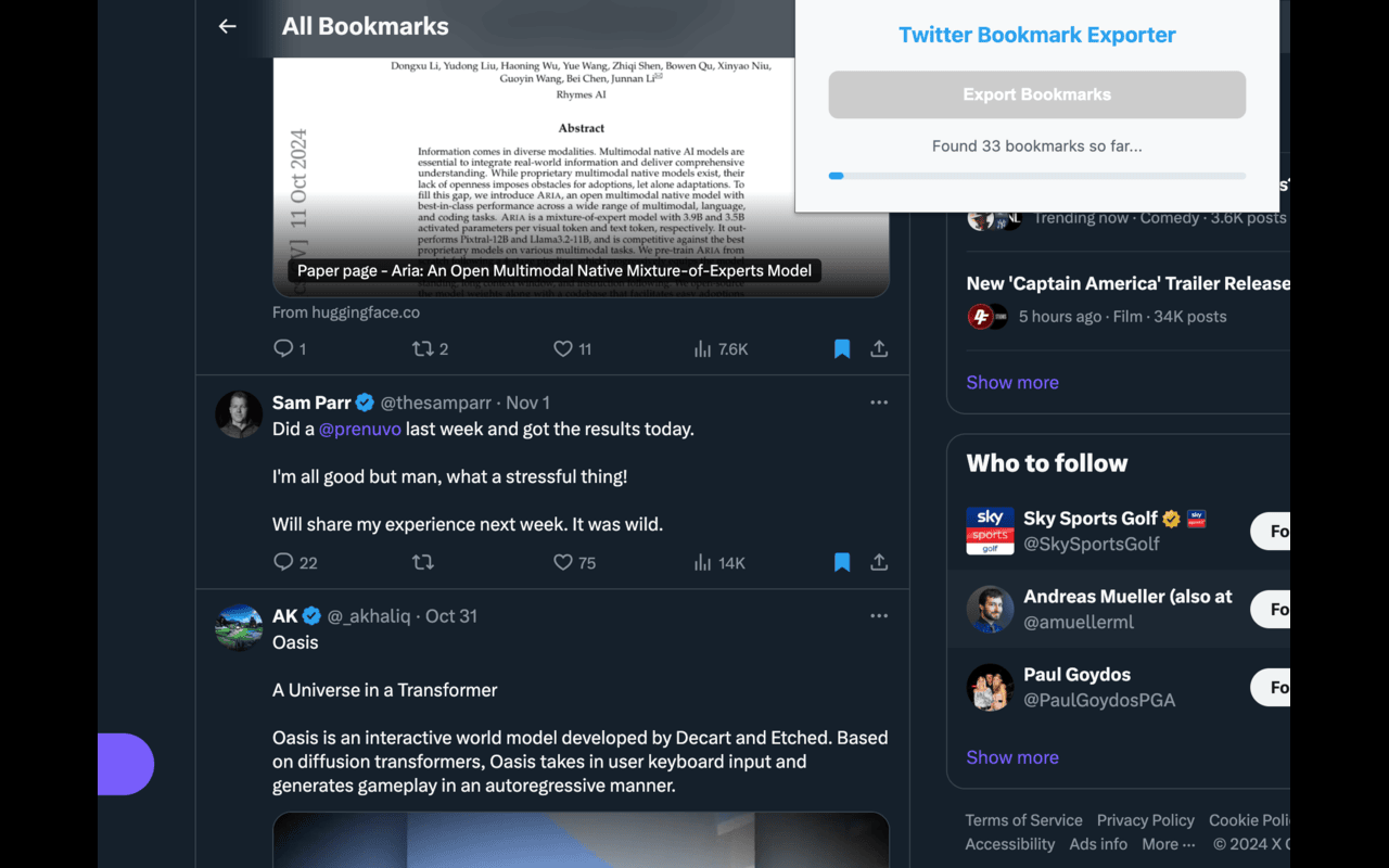 Twitter Bookmark Exporter chrome谷歌浏览器插件_扩展第1张截图