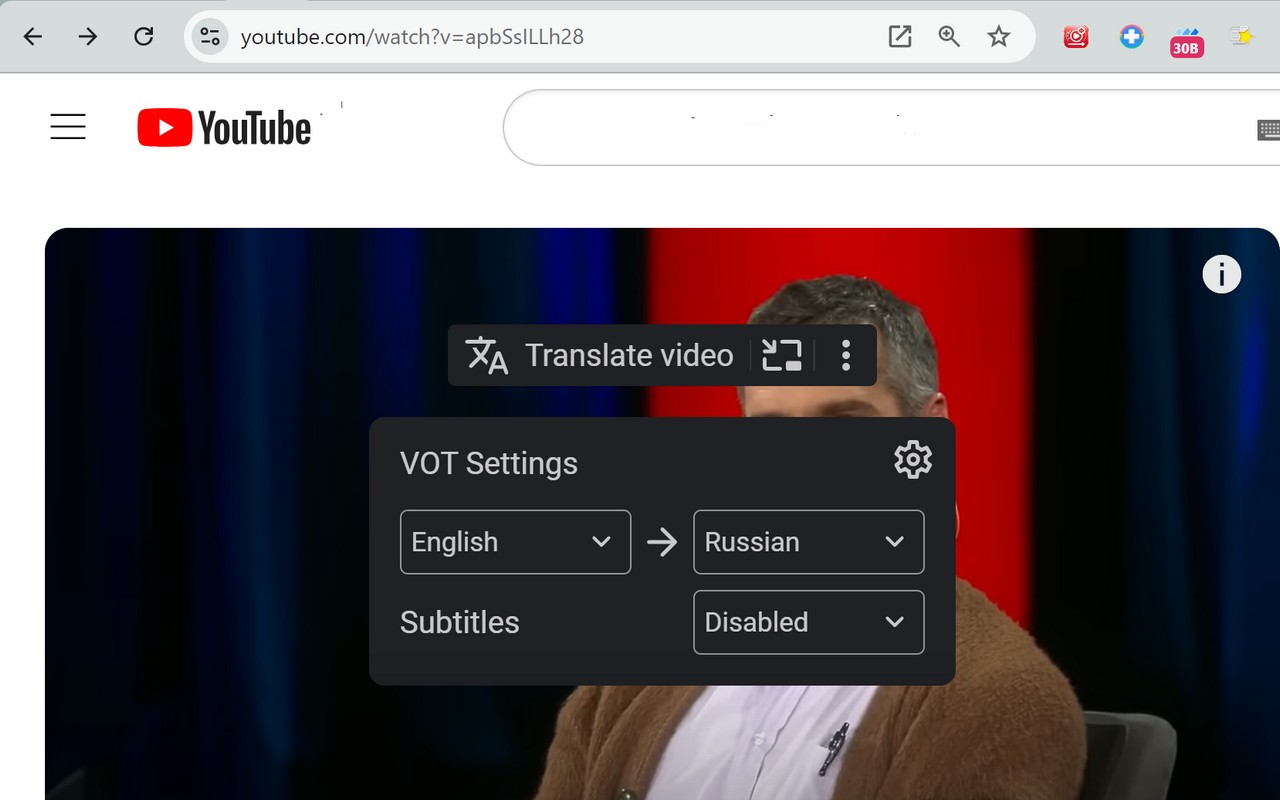 Auto Voice Over Translate YouTube Videos [VOT] by VStat chrome谷歌浏览器插件_扩展第2张截图