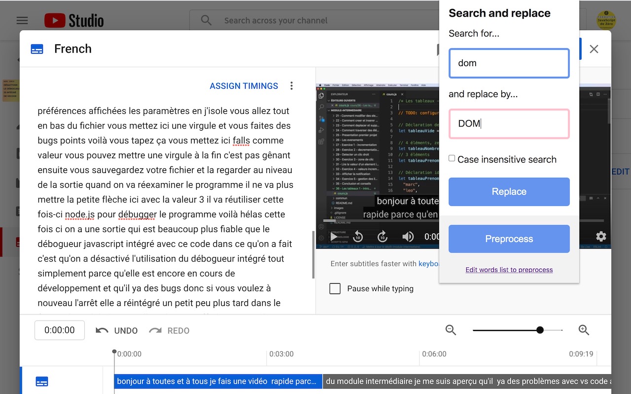 Find and replace for YouTube Subtitles chrome谷歌浏览器插件_扩展第2张截图