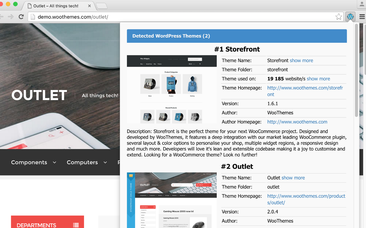 WordPress Theme Detector and Plugin Detector chrome谷歌浏览器插件_扩展第1张截图
