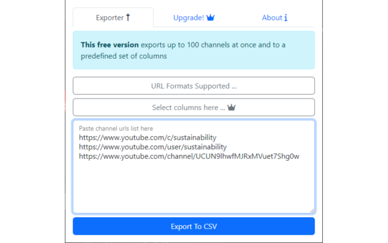 Youtube Channels To CSV chrome谷歌浏览器插件_扩展第3张截图