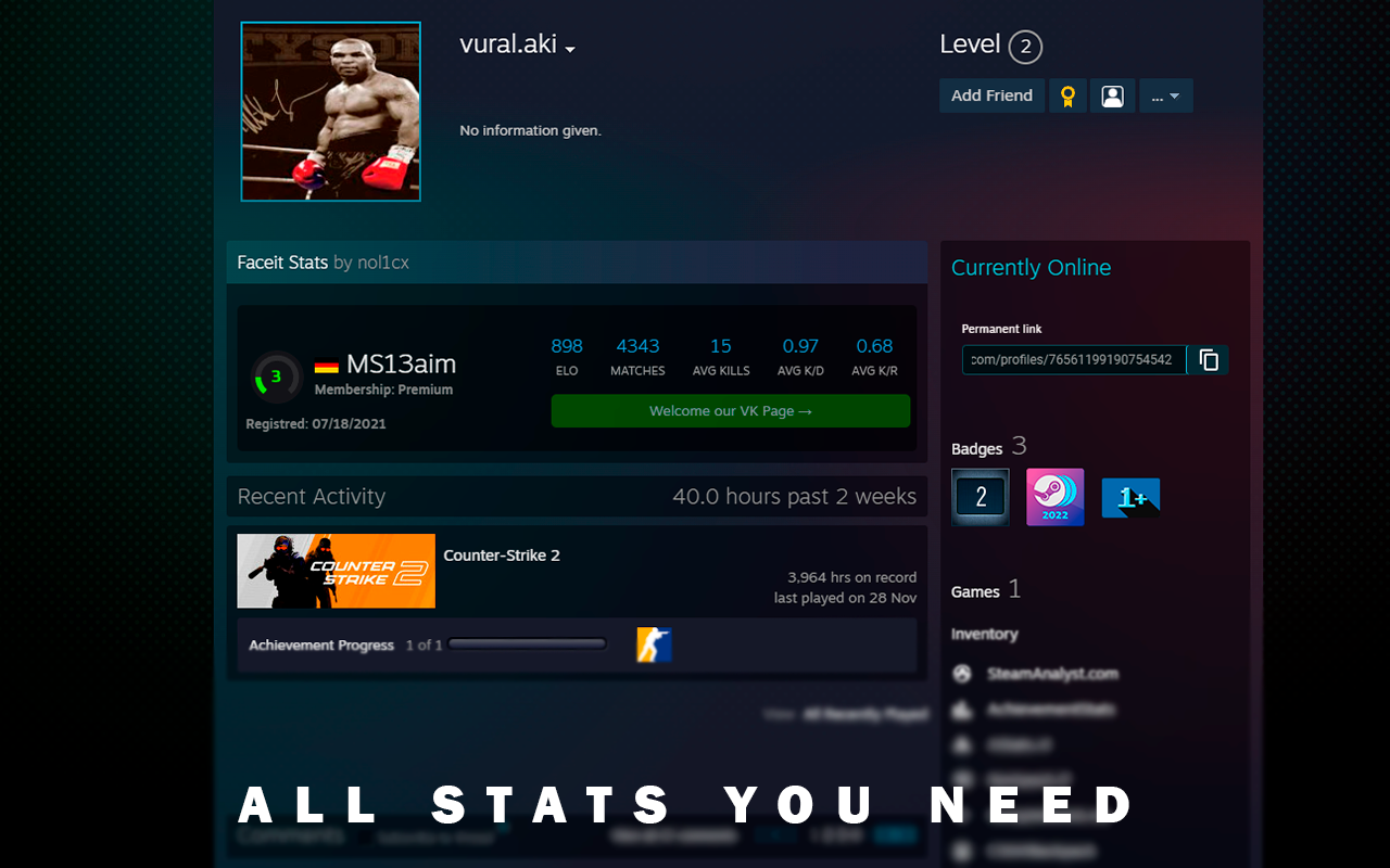 CS2 Faceit Stats chrome谷歌浏览器插件_扩展第3张截图