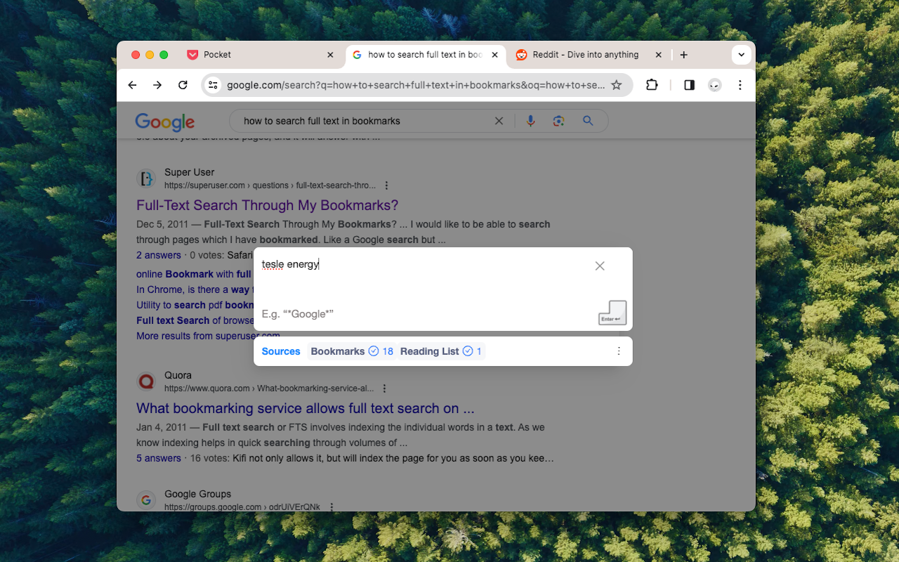 mindECHO - Universal Bookmark Search chrome谷歌浏览器插件_扩展第2张截图