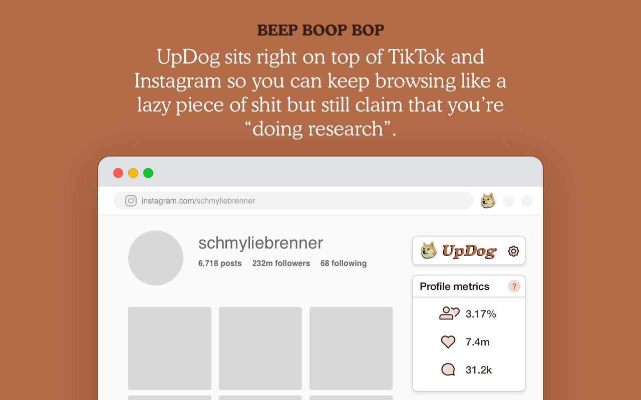 UpDog TikTok & Instagram Engagement Analytics chrome谷歌浏览器插件_扩展第2张截图