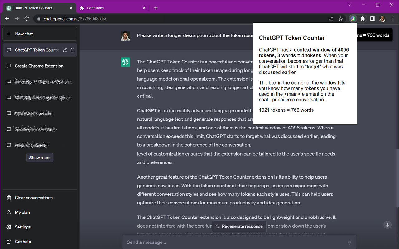 ChatGPT Token Counter chrome谷歌浏览器插件_扩展第2张截图