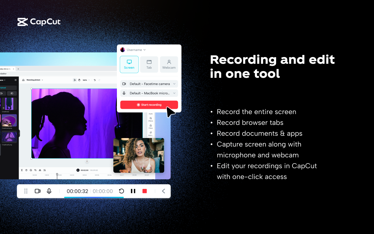 CapCut screen recorder chrome谷歌浏览器插件_扩展第2张截图