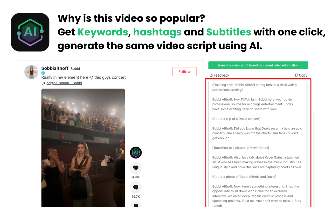 TikTok短视频脚本生成器 - 在线免费的AI写稿神器 chrome谷歌浏览器插件_扩展第1张截图