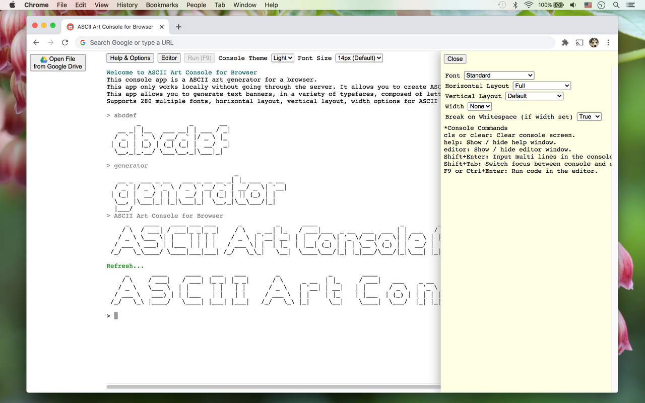 ASCII Art Console for Browser chrome谷歌浏览器插件_扩展第1张截图