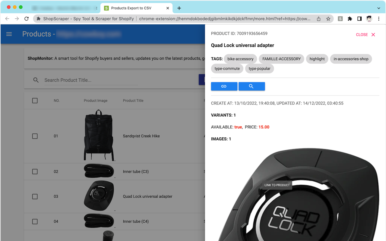 ShopScraper - Spy Tool & Scraper for Shopify chrome谷歌浏览器插件_扩展第1张截图