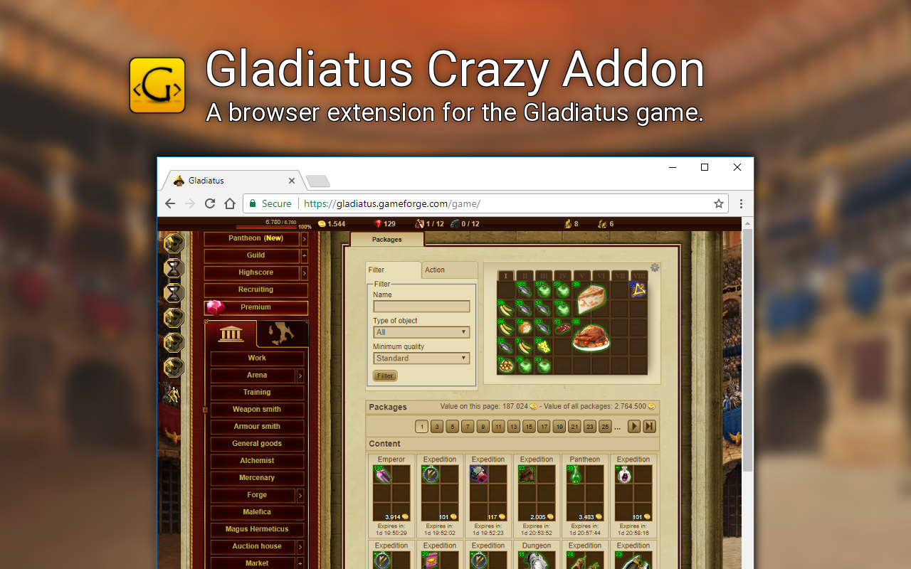 Gladiatus Crazy Add On chrome谷歌浏览器插件_扩展第3张截图