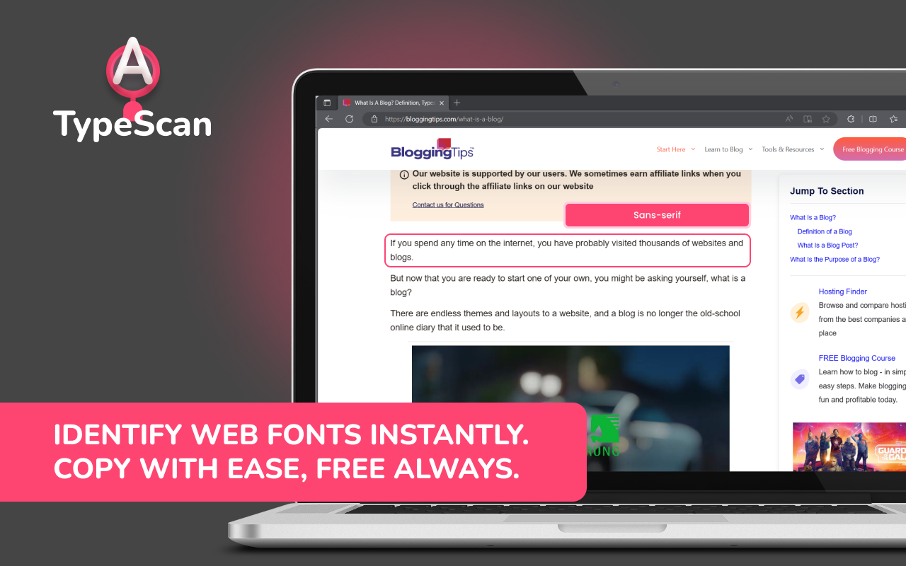 TypeScan What Font Finder chrome谷歌浏览器插件_扩展第1张截图