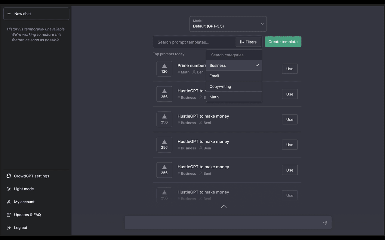 CrowdGPT - ChatGPT prompt sharing chrome谷歌浏览器插件_扩展第2张截图