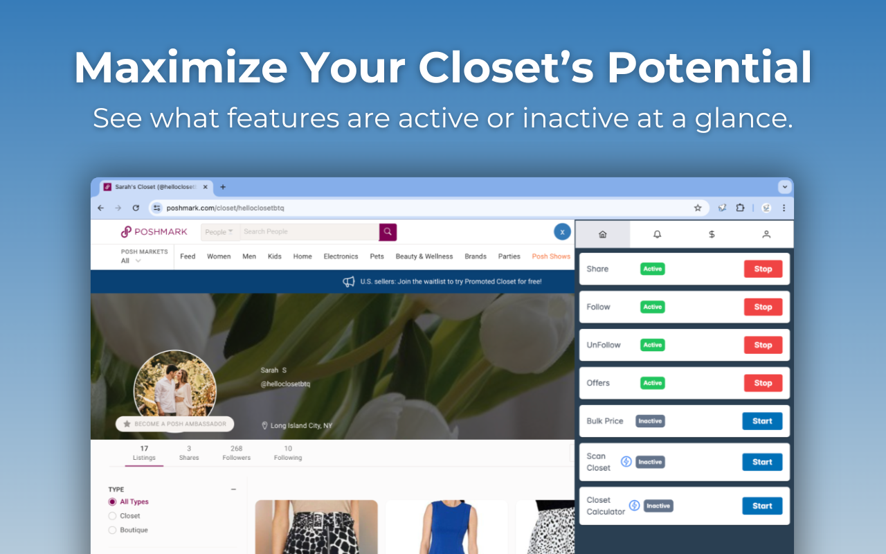 PoshPop | Poshmark Closet Bot chrome谷歌浏览器插件_扩展第2张截图