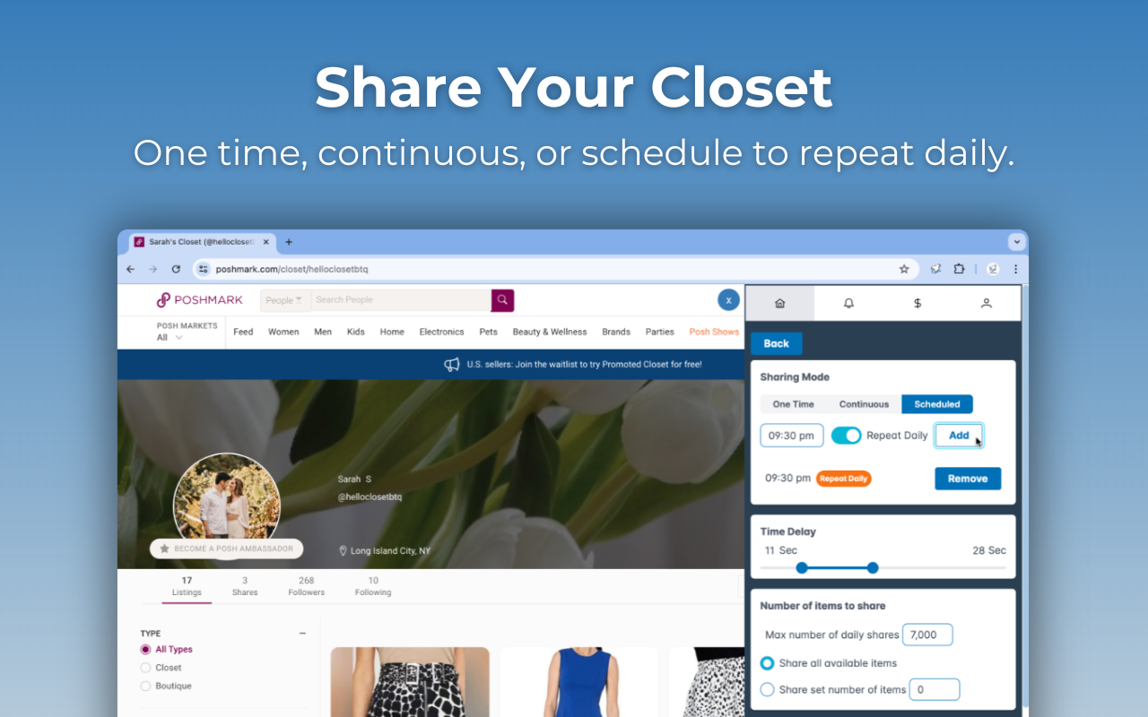 PoshPop | Poshmark Closet Bot chrome谷歌浏览器插件_扩展第4张截图