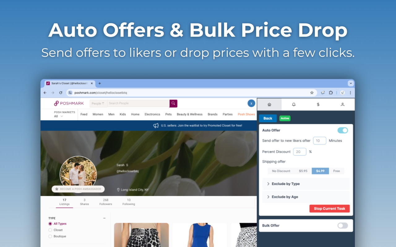 PoshPop | Poshmark Closet Bot chrome谷歌浏览器插件_扩展第5张截图
