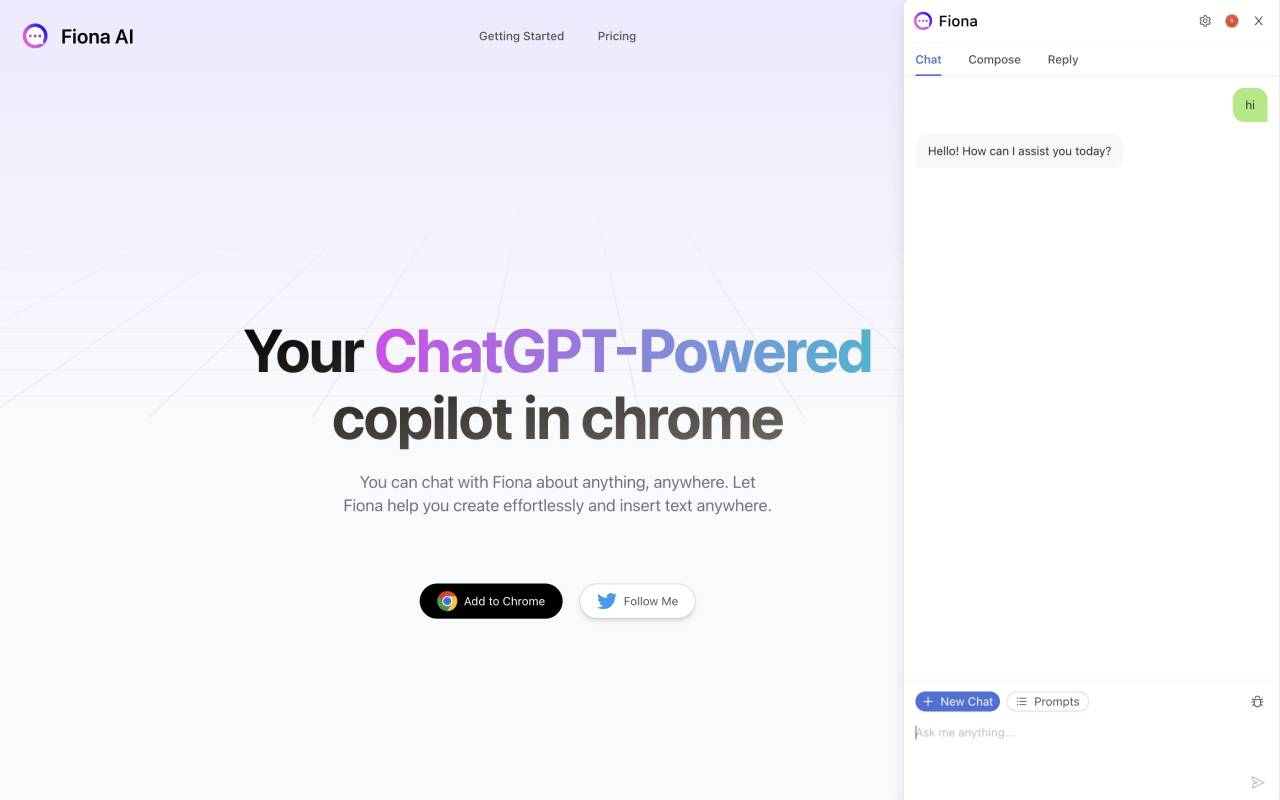 Fiona AI - ChatGPT SidePanel + GPTs & GPT-4 chrome谷歌浏览器插件_扩展第1张截图