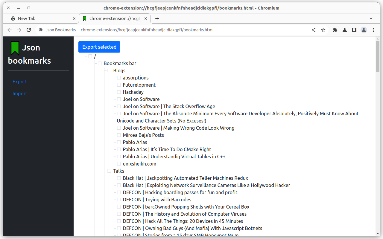 Json Bookmarks chrome谷歌浏览器插件_扩展第1张截图