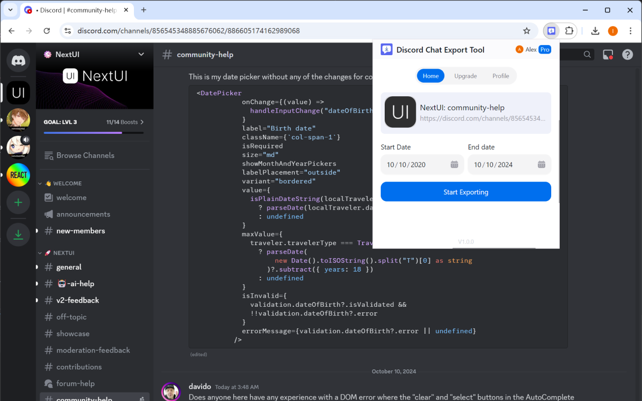 Discord 聊天导出工具 chrome谷歌浏览器插件_扩展第3张截图
