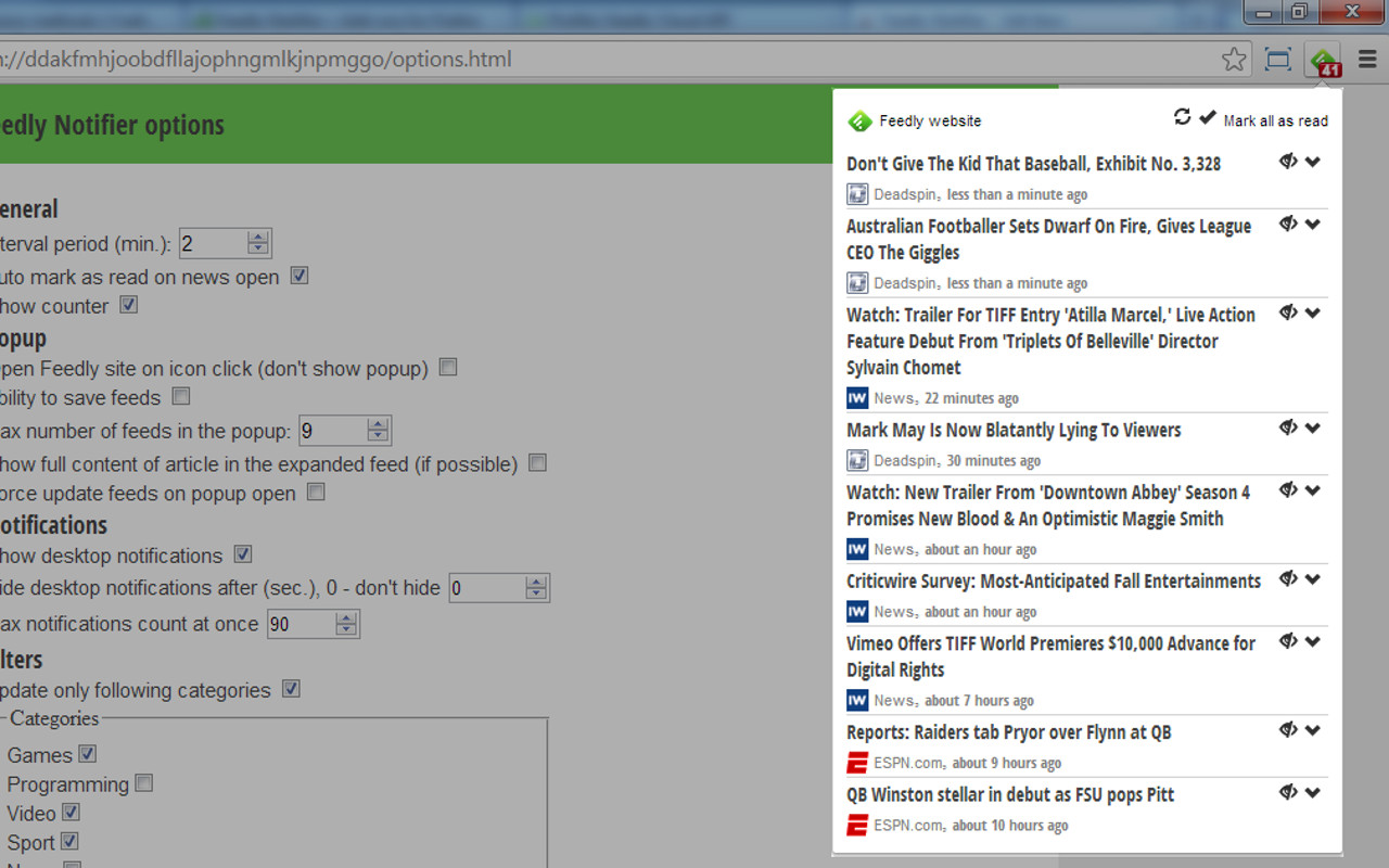 Feedly Notifier chrome谷歌浏览器插件_扩展第1张截图
