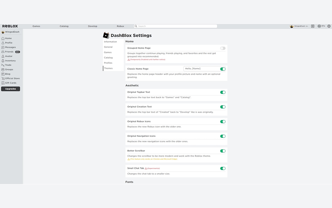DashBlox - Improving Roblox chrome谷歌浏览器插件_扩展第2张截图
