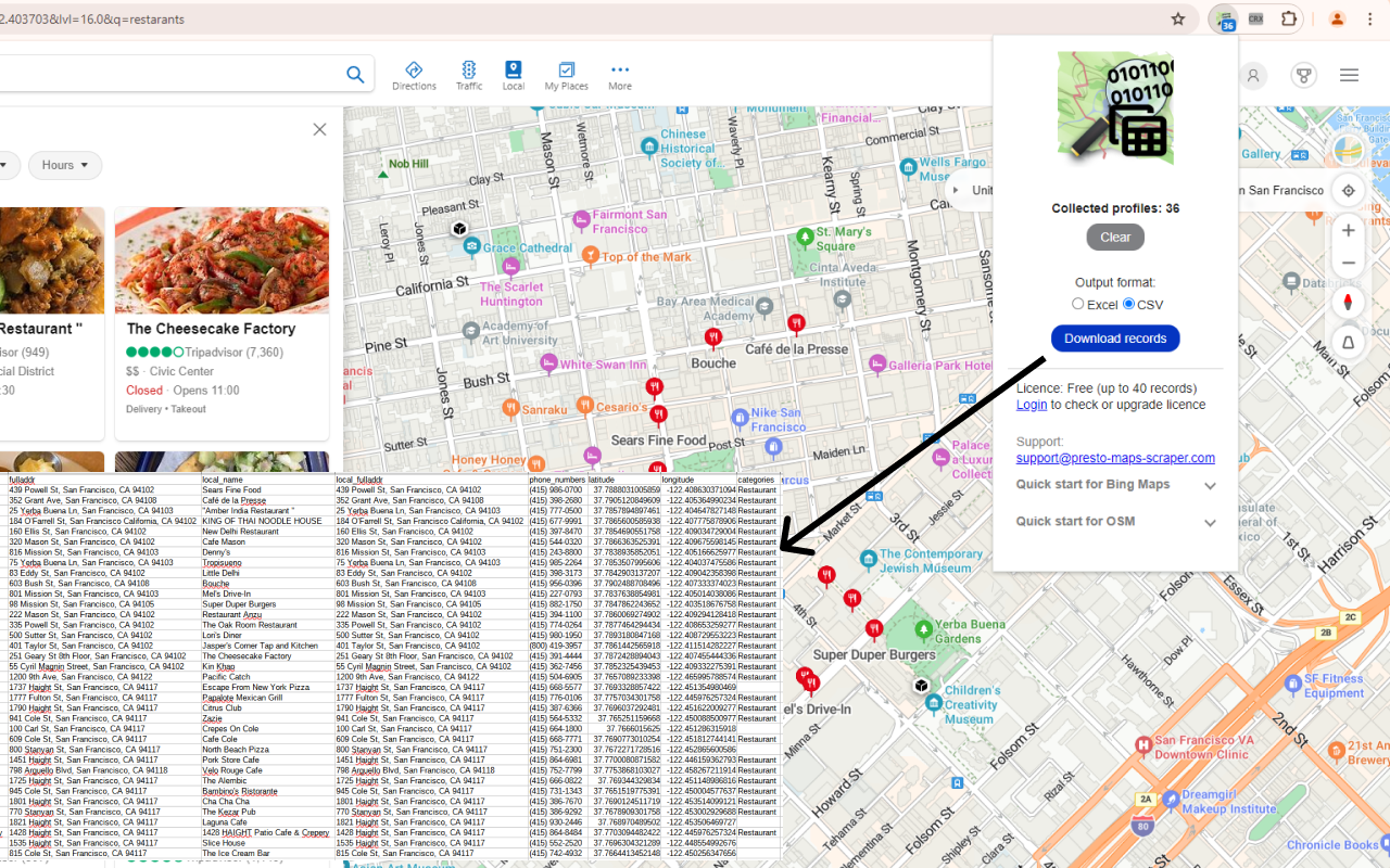 Maps Scraper by Presto chrome谷歌浏览器插件_扩展第1张截图