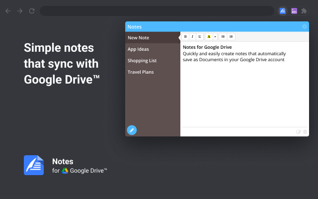 Notes: Keep Sticky Thoughts in Google Drive chrome谷歌浏览器插件_扩展第1张截图