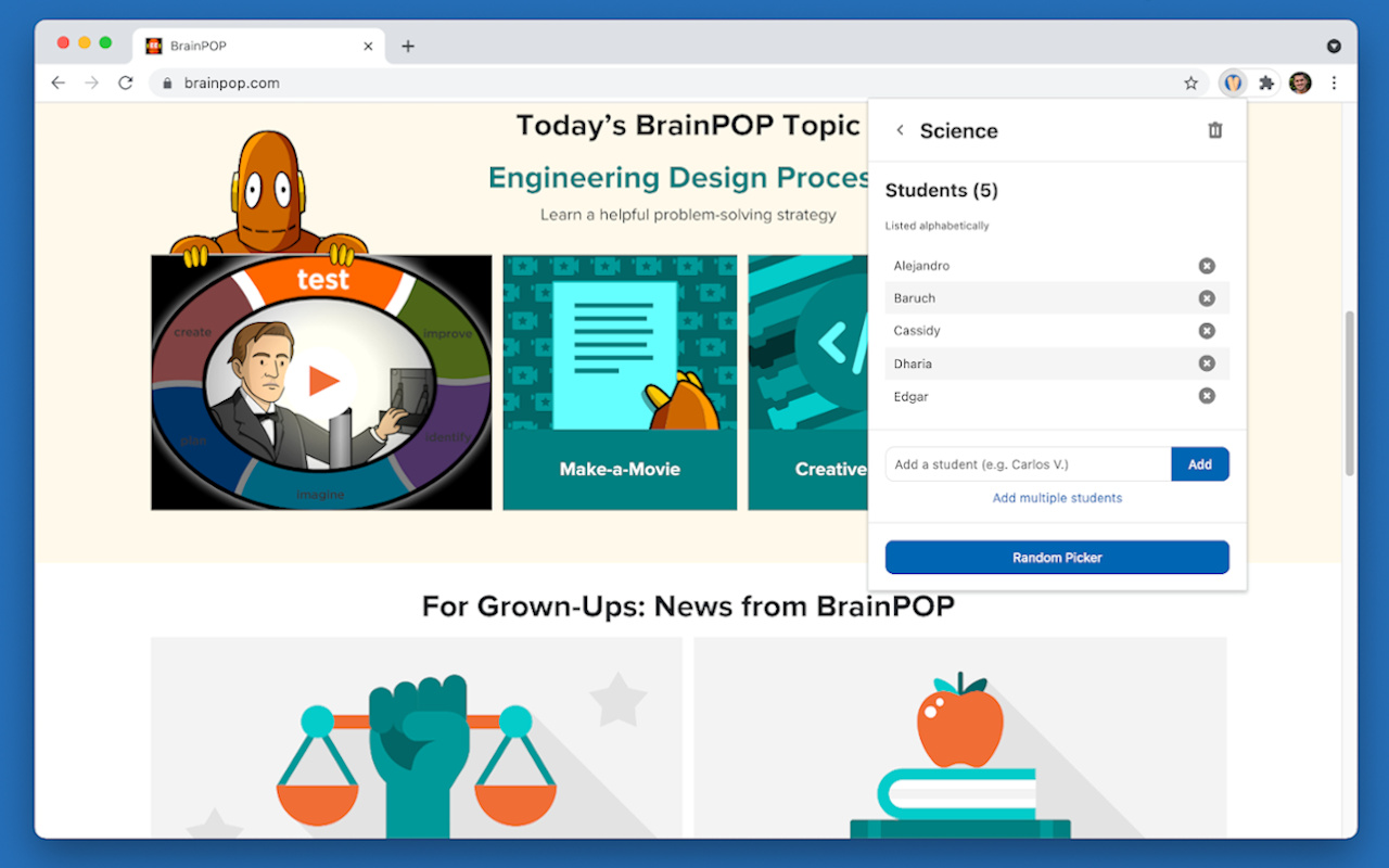 Popsicle Sticks - Random student picker chrome谷歌浏览器插件_扩展第1张截图