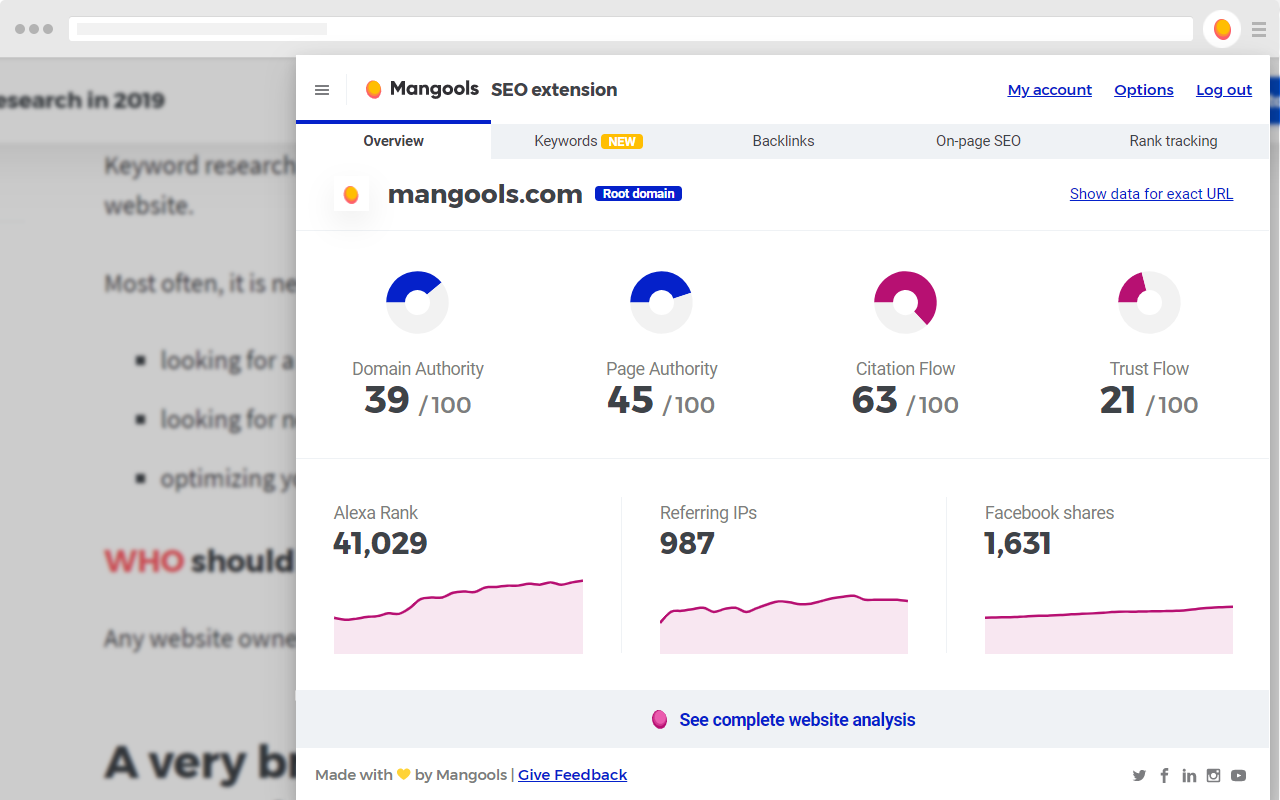 SEO Extension [Metrics, Backlinks, On-Page] chrome谷歌浏览器插件_扩展第2张截图