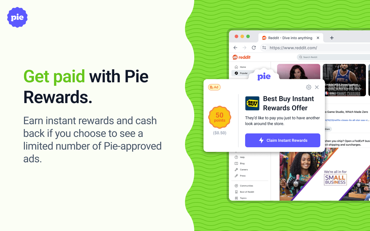 Pie Adblock - The Ad Blocker That Pays You chrome谷歌浏览器插件_扩展第3张截图