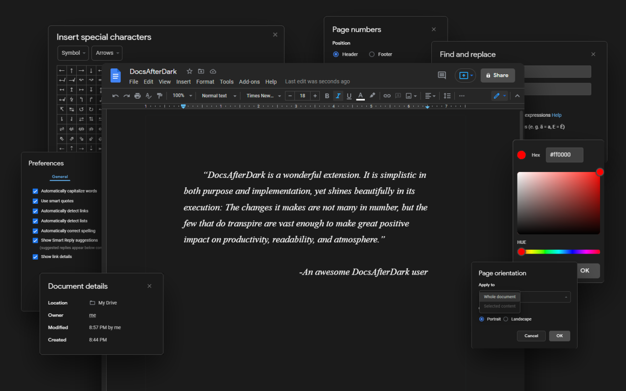 DocsAfterDark chrome谷歌浏览器插件_扩展第4张截图